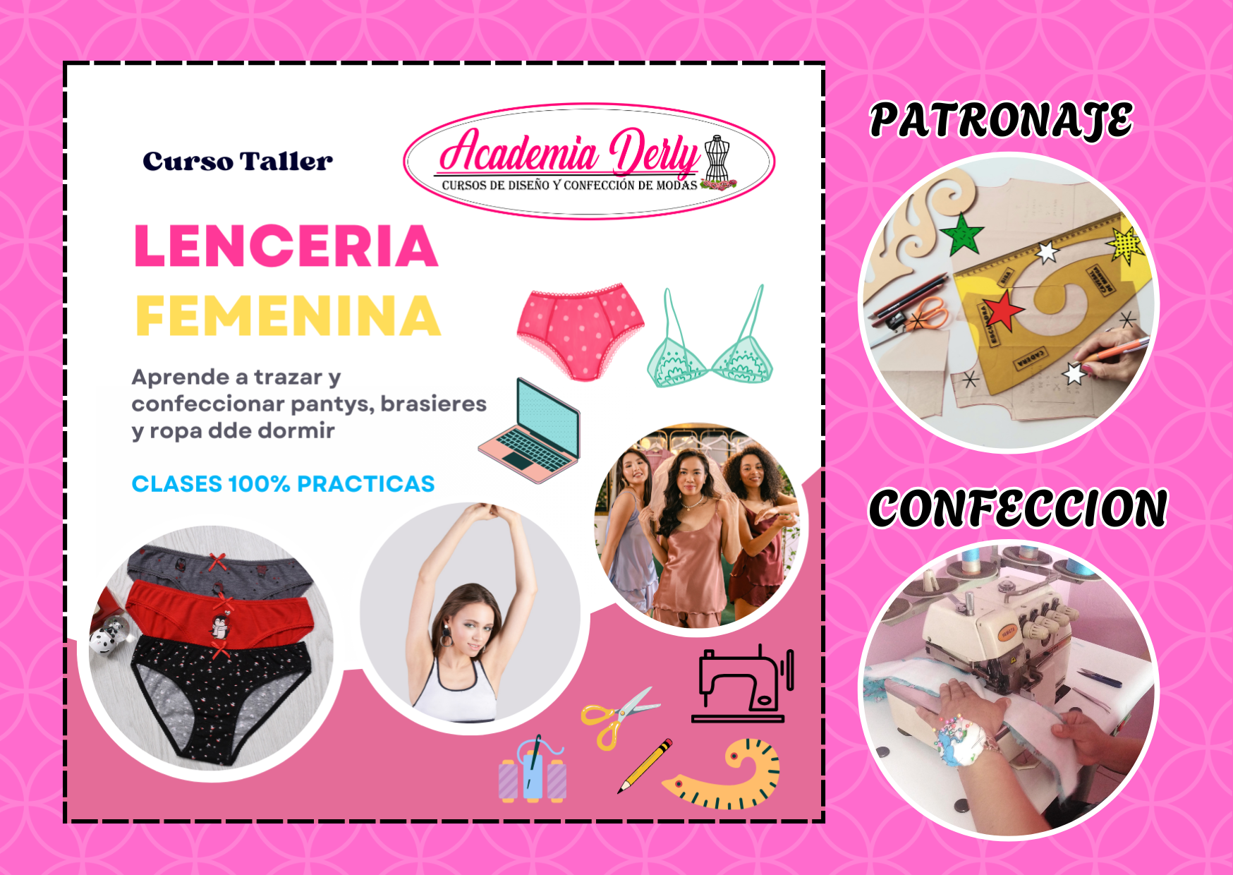 PATRONAJE Y CONFECCION DE LENCERIA FEMENINA s/299