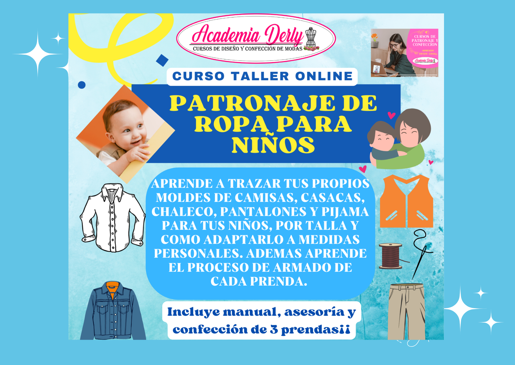 PATRONAJE DE ROPA PARA NIÑO (TEJIDO PLANO) S/197